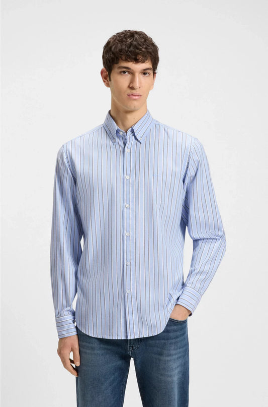 REGULAR-FIT SHIRT IN STRIPED STRETCH COTTON