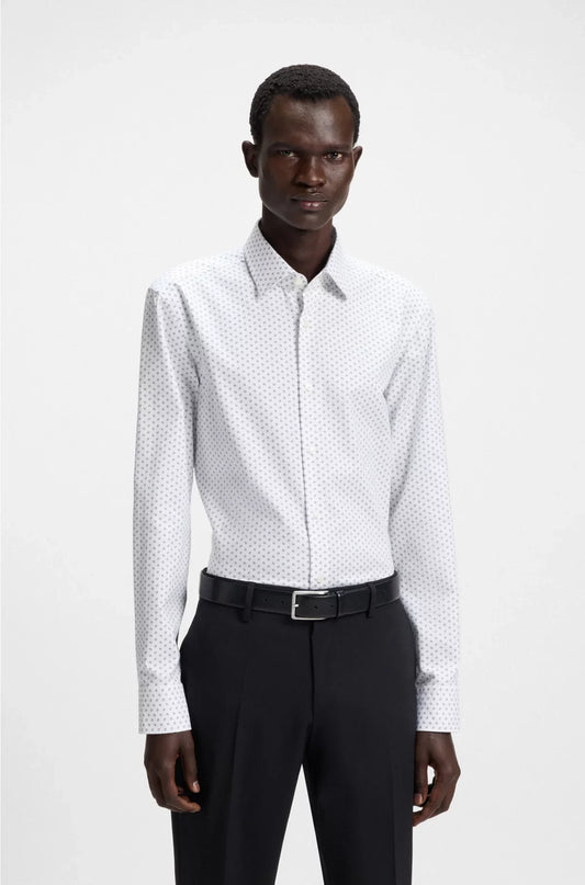 SLIM-FIT SHIRT IN PRINTED OXFORD STRETCH COTTON