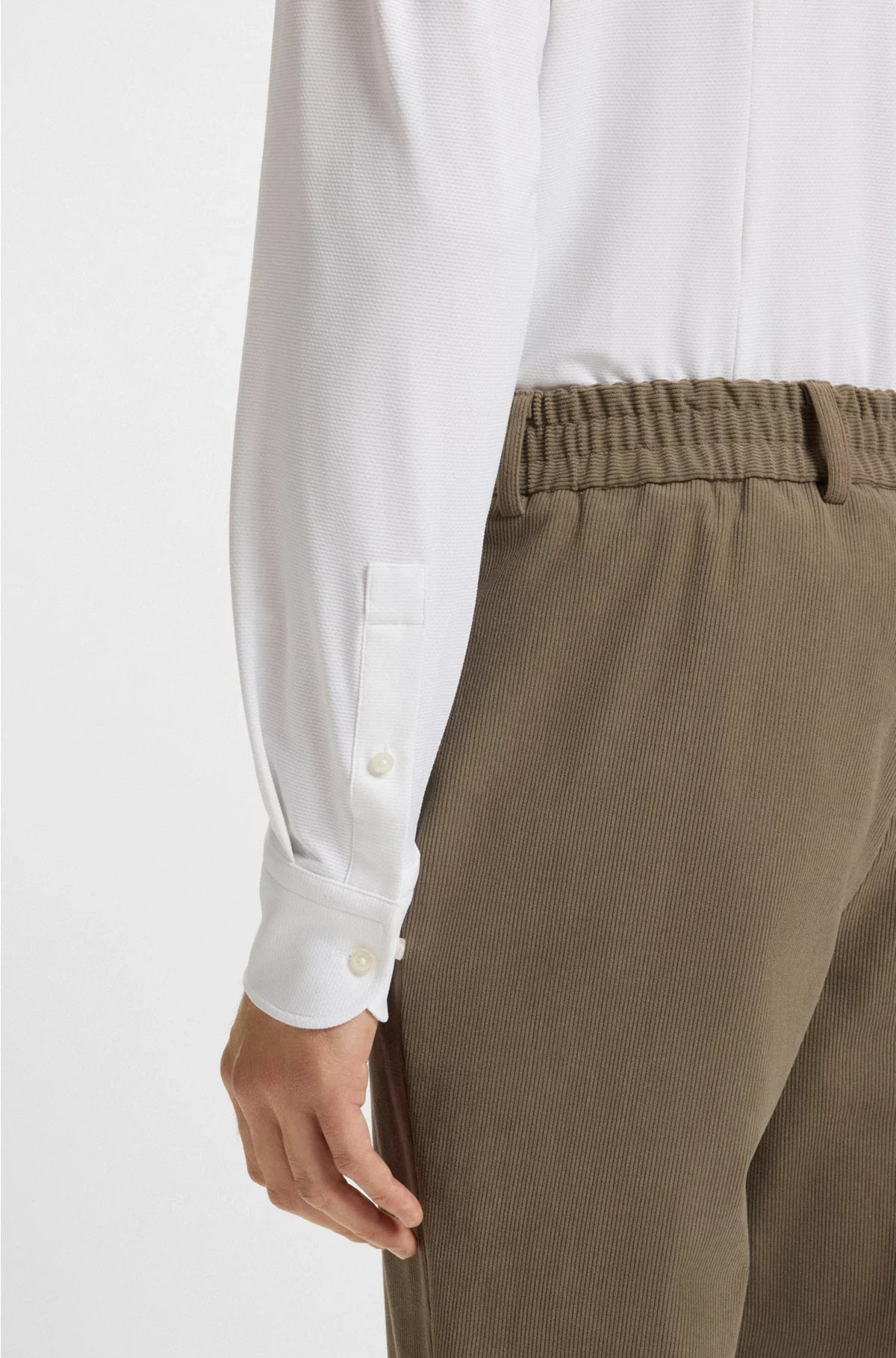 SLIM-FIT SHIRT IN STRUCTURED PERFORMANCE-STRETCH JERSEY
