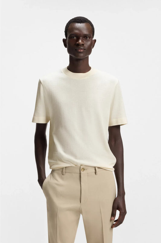 T-SHIRT IN COTONE E SETA CON MOTIVO A QUADRI PRINCE OF WALES