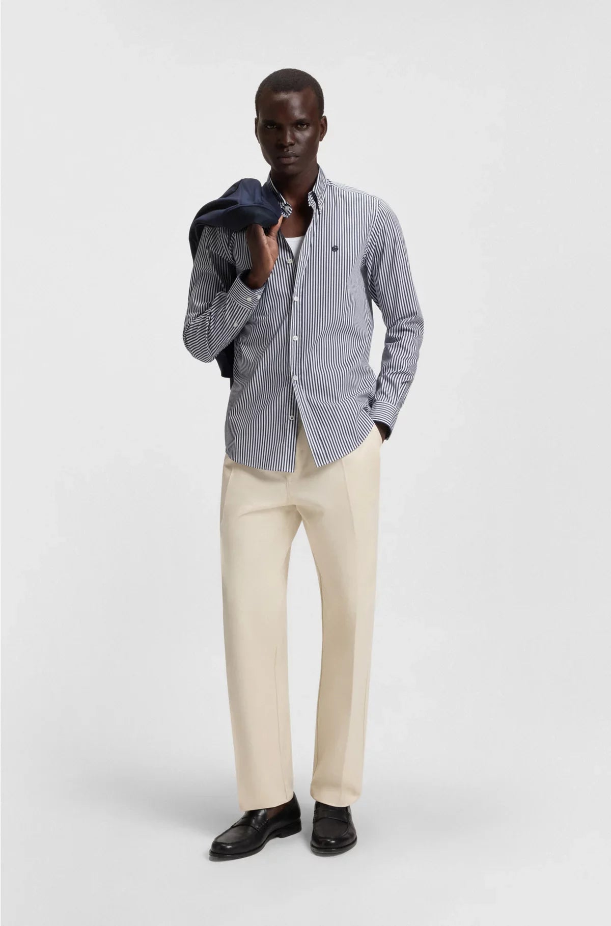 SLIM-FIT SHIRT IN A STRIPED COTTON BLEND