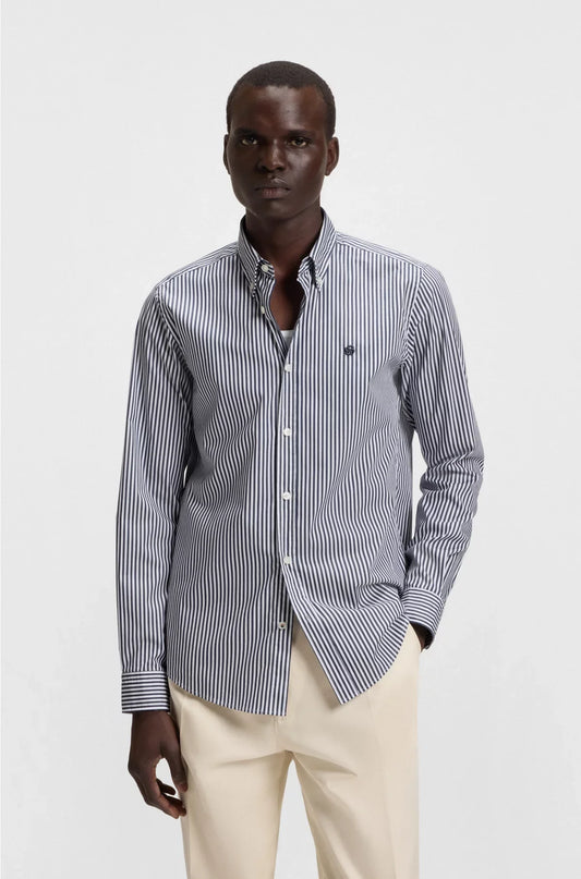 SLIM-FIT SHIRT IN A STRIPED COTTON BLEND