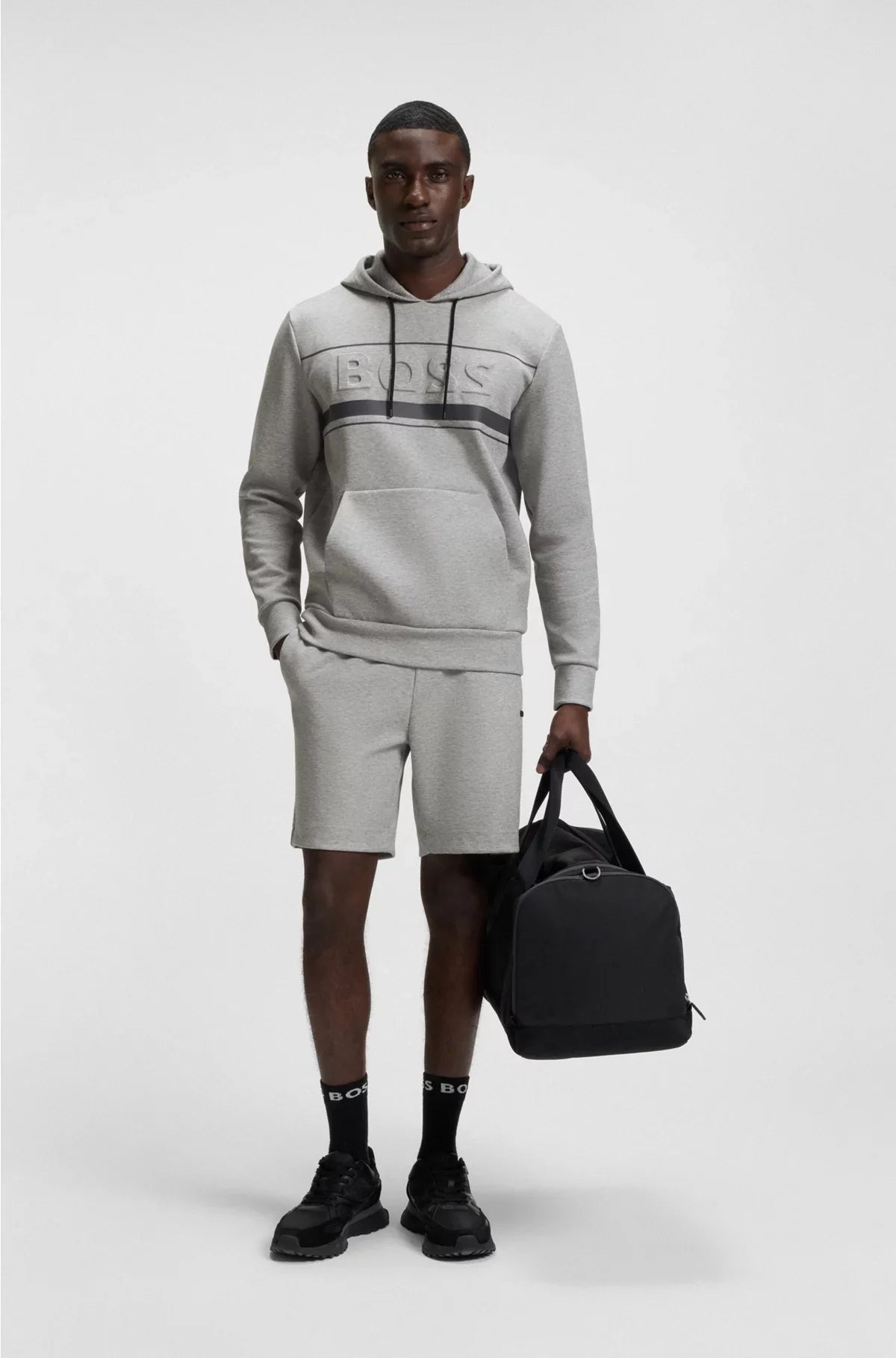COTTON-BLEND HOODIE WITH STRIPE DETAILS