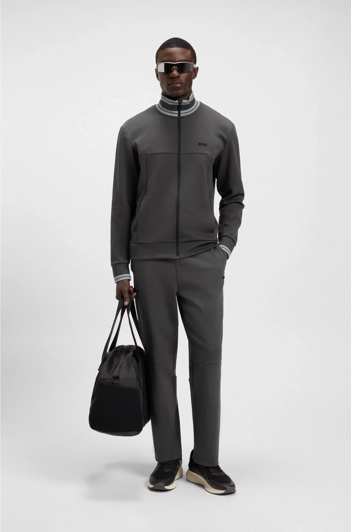 COTTON-BLEND TRACKSUIT BOTTOMS WITH STRIPED WAISTBAND