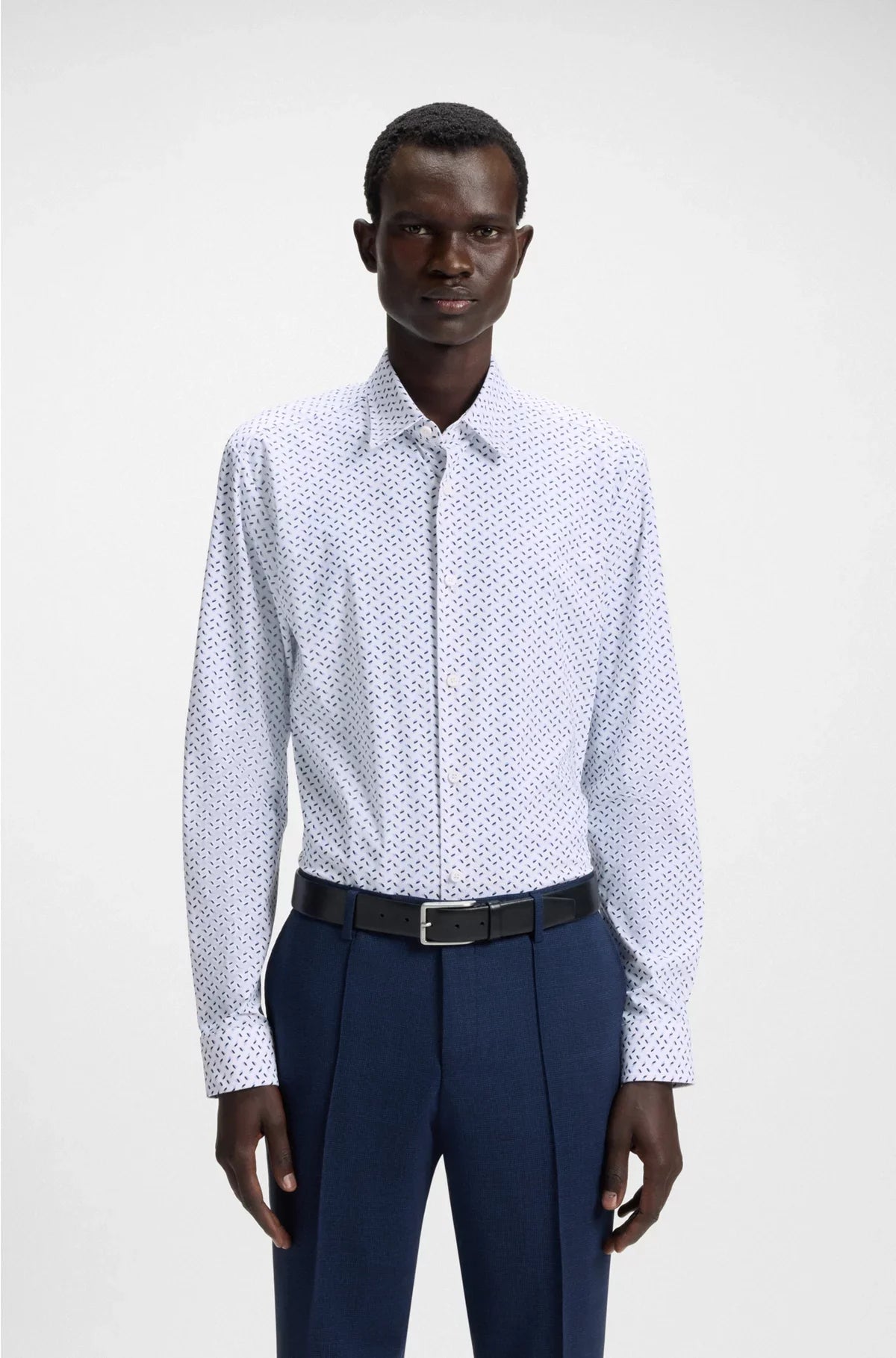 SLIM-FIT SHIRT IN PRINTED PERFORMANCE-STRETCH JERSEY