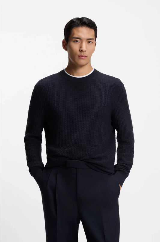 MAGLIONE IN COTONE A STRUTTURA LAVORATA A MAGLIA