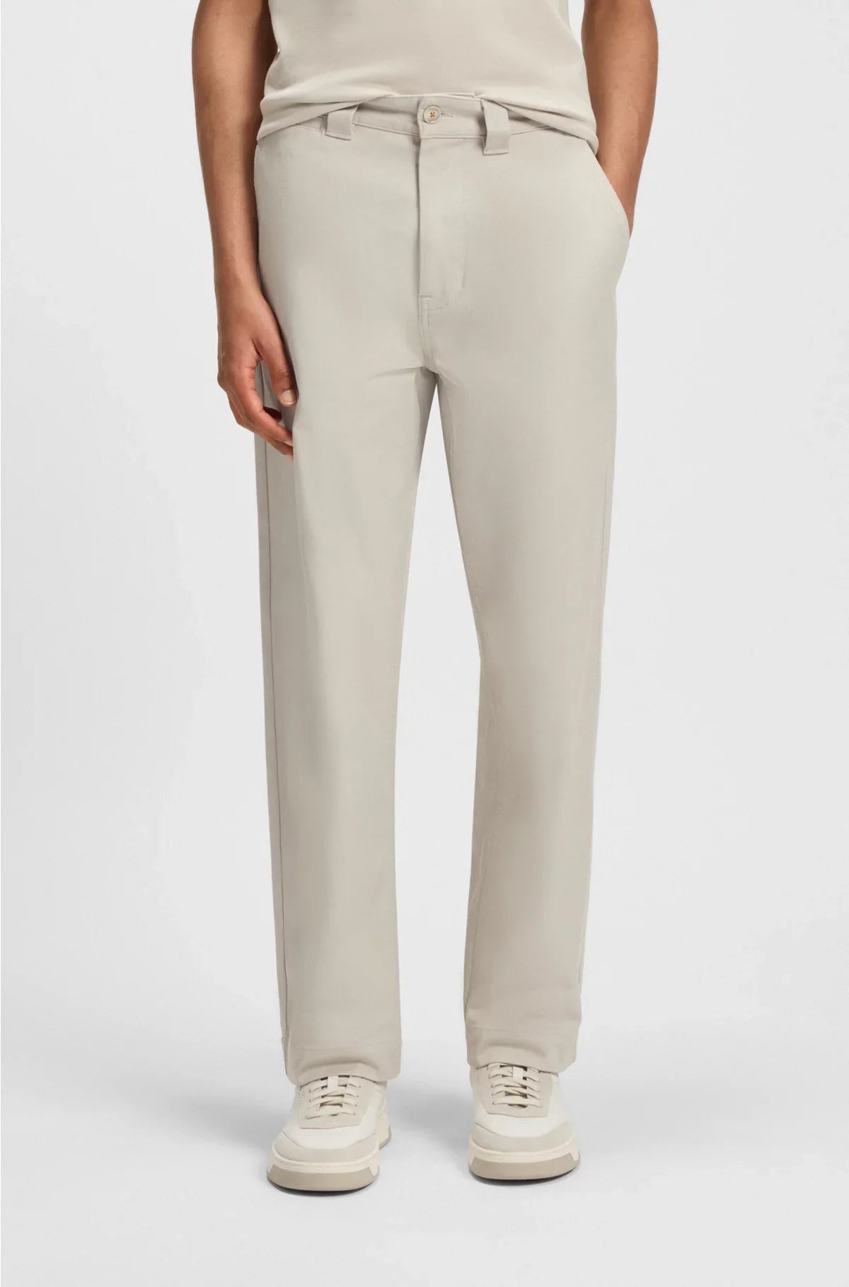 STRAIGHT-FIT TROUSERS IN COTTON-BLEND TWILL