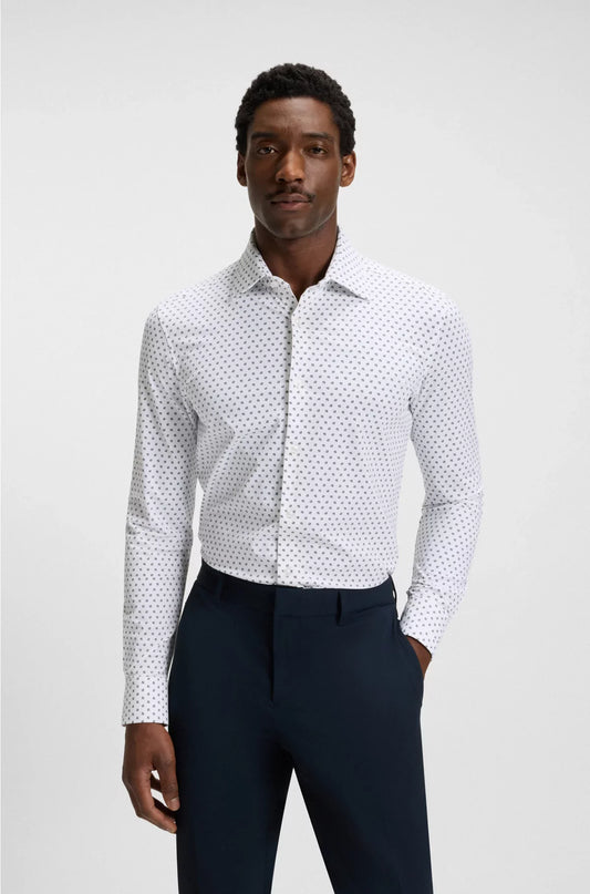 SLIM-FIT SHIRT IN ITALIAN-MADE PERFORMANCE-STRETCH FABRIC