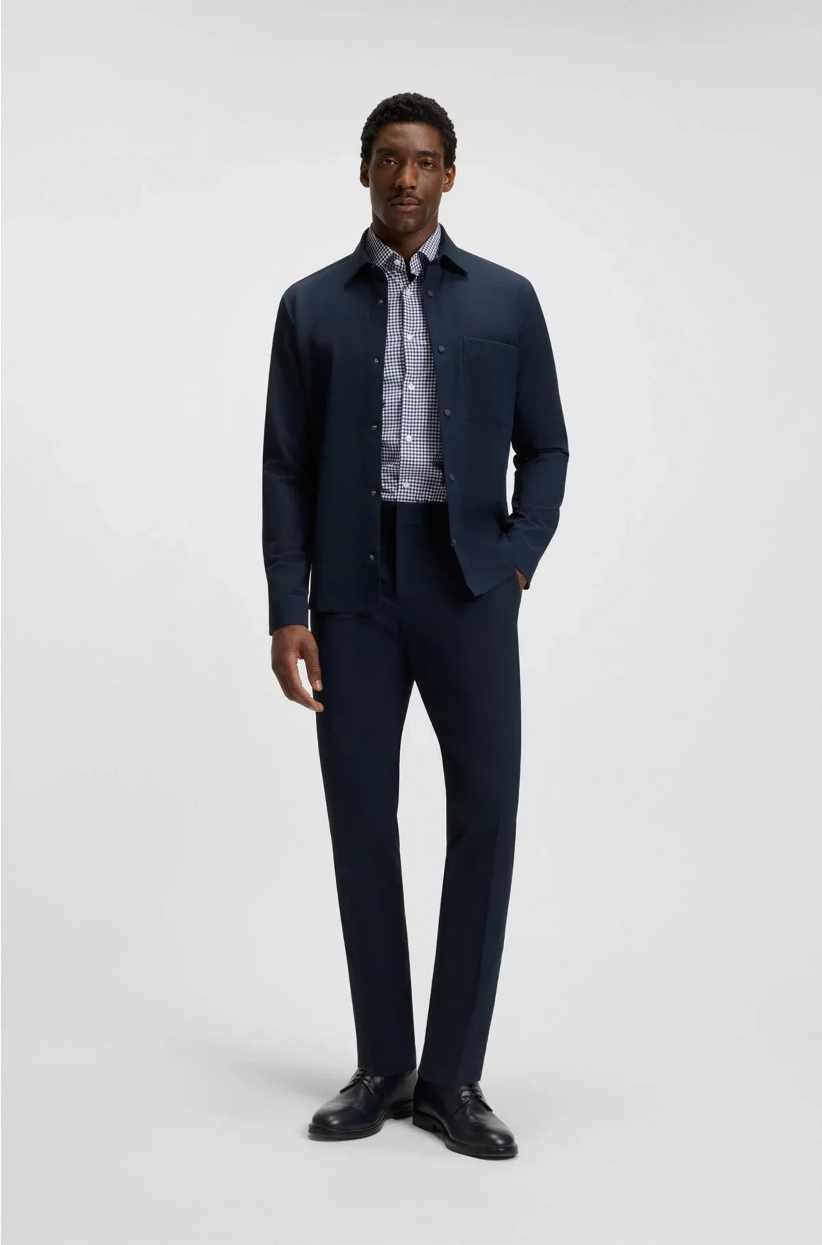 SLIM-FIT SHIRT IN CHECKED PERFORMANCE-STRETCH POPLIN