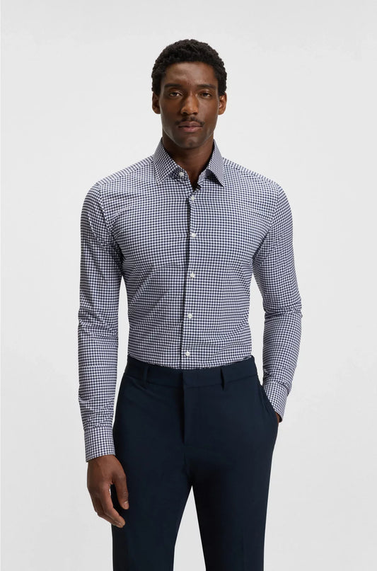 SLIM-FIT SHIRT IN CHECKED PERFORMANCE-STRETCH POPLIN
