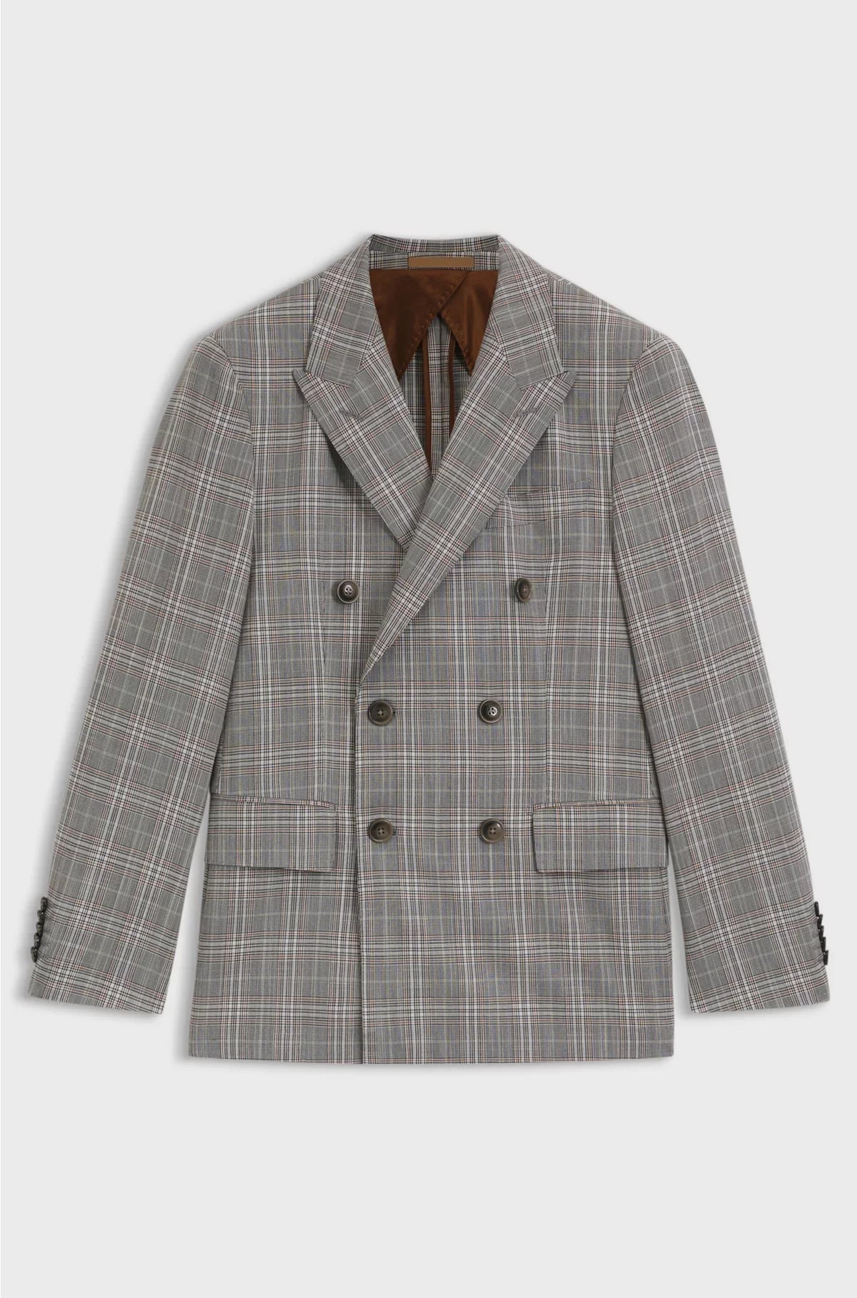 SLIM-FIT JACKET IN CHECKED VIRGIN WOOL AND SILK