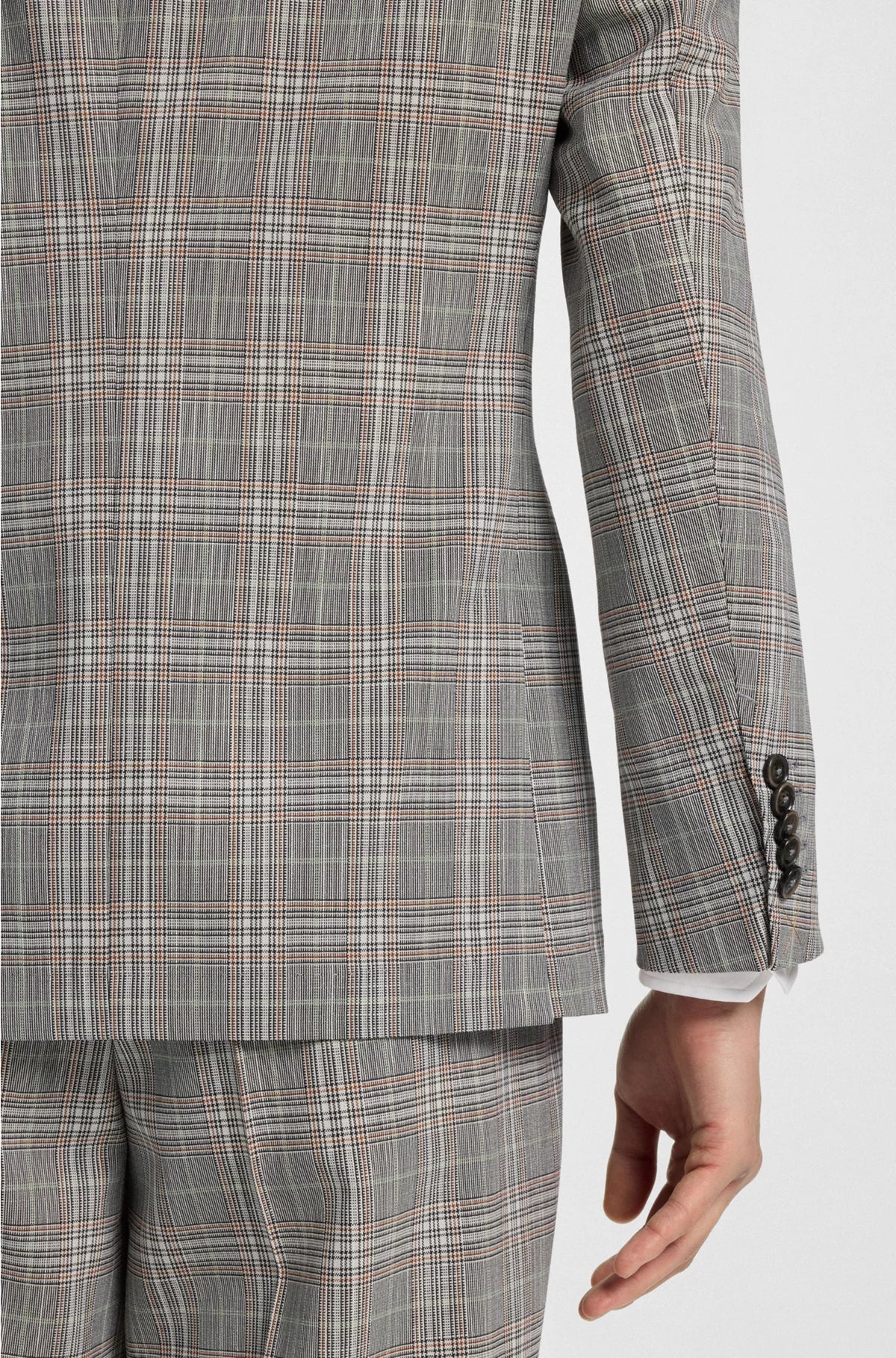 SLIM-FIT JACKET IN CHECKED VIRGIN WOOL AND SILK
