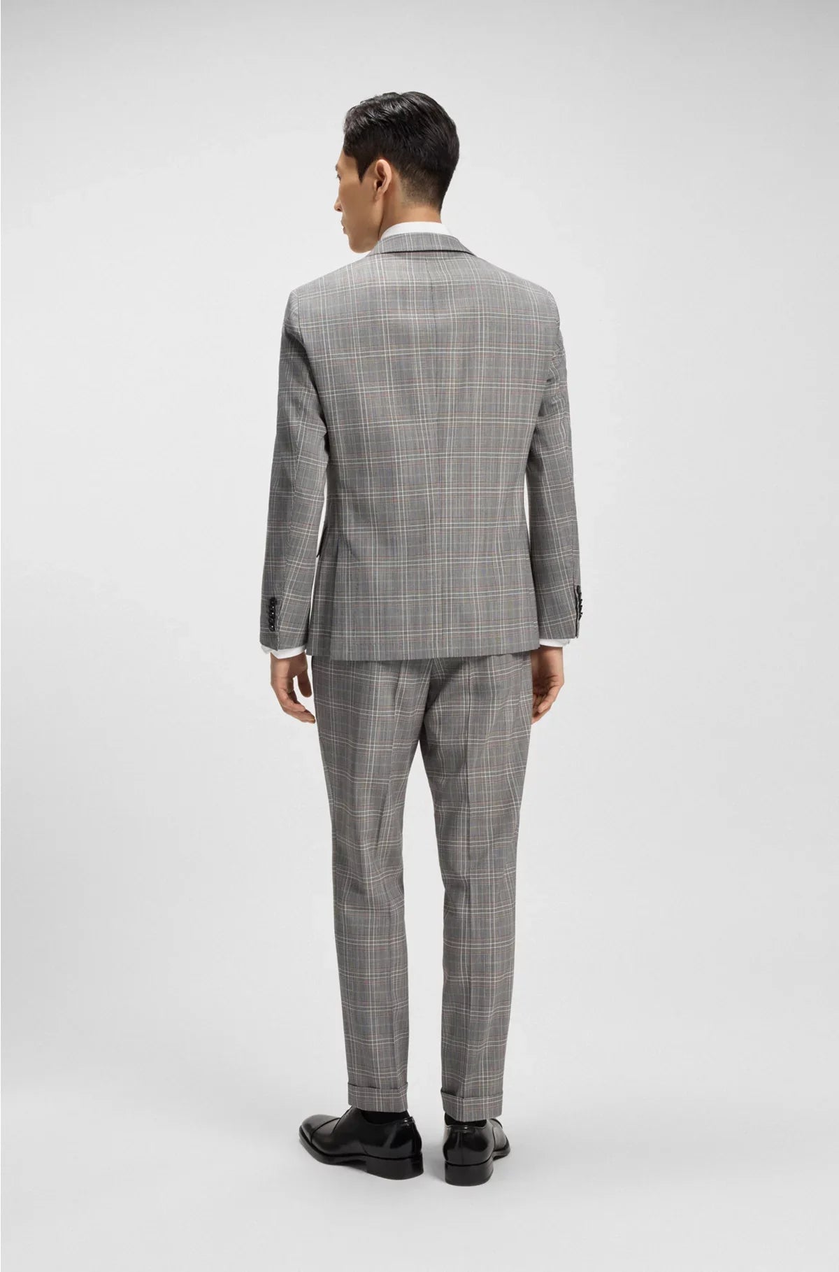 SLIM-FIT JACKET IN CHECKED VIRGIN WOOL AND SILK