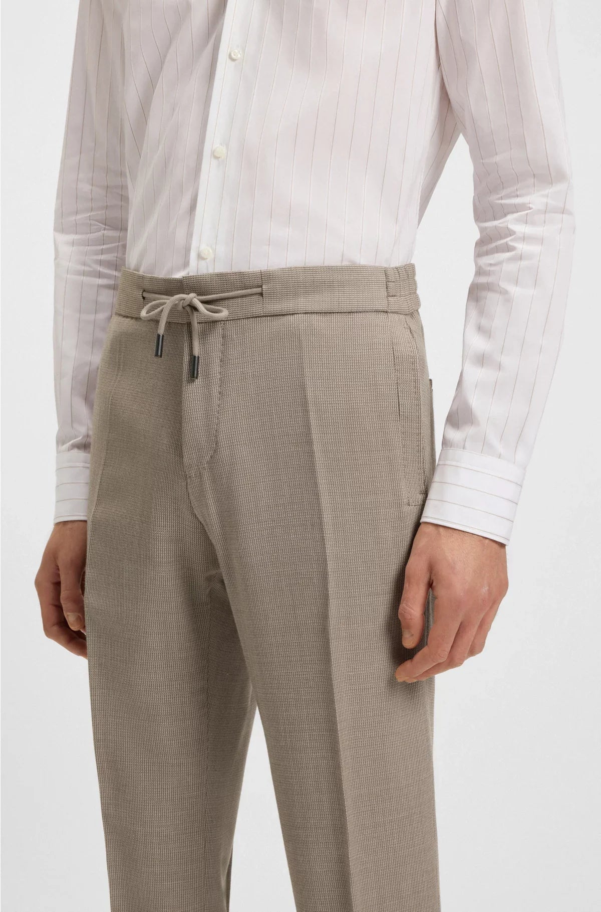 SLIM-FIT TROUSERS INMICRO-PATTERNED WOOL AND SILK