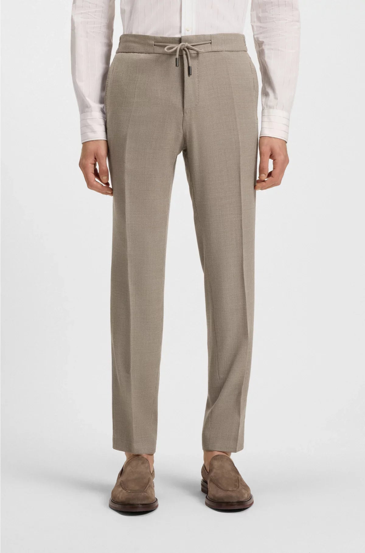 SLIM-FIT TROUSERS INMICRO-PATTERNED WOOL AND SILK