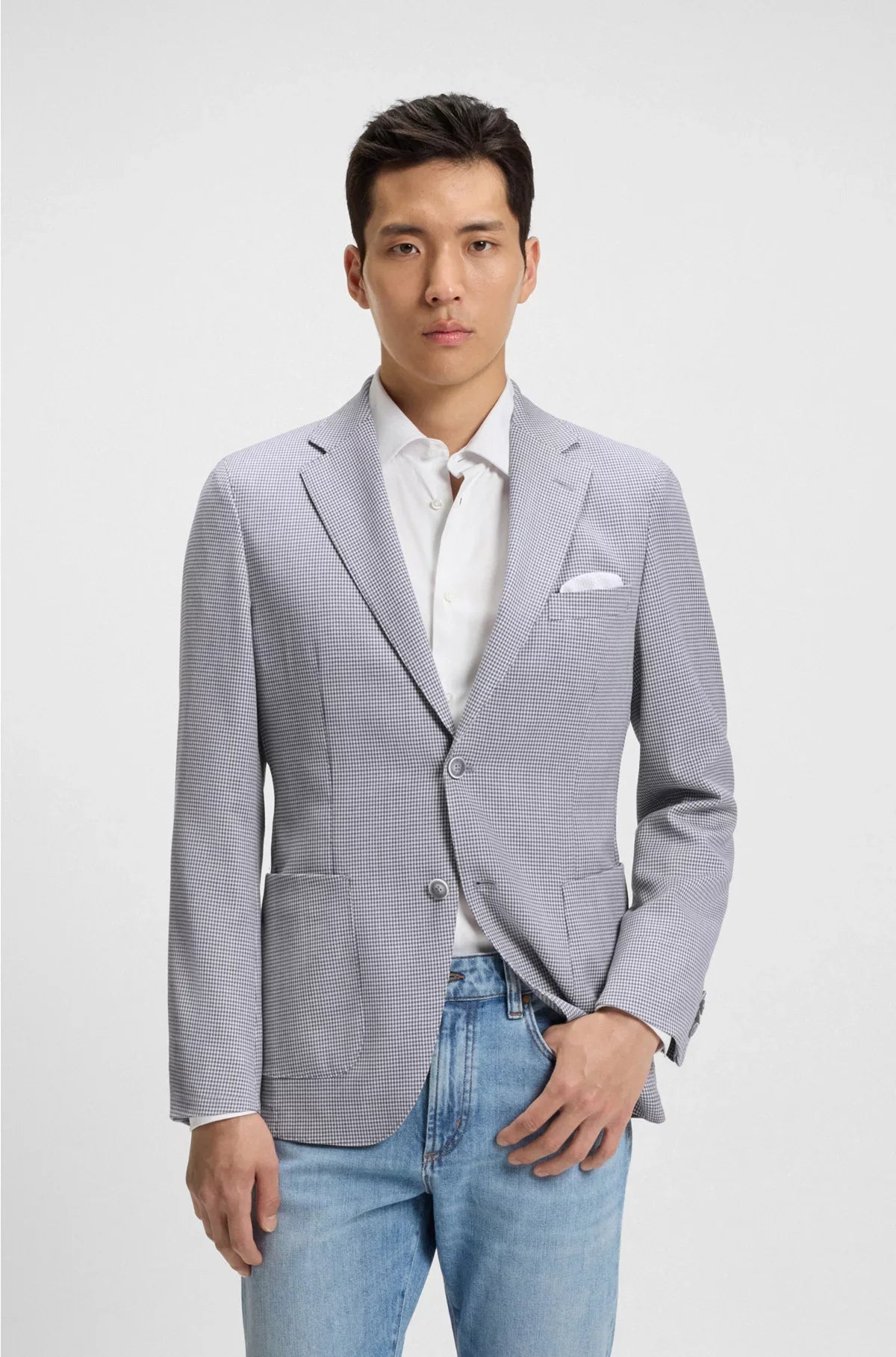 SLIM-FIT BLAZER IN VIRGIN WOOL AND SILK