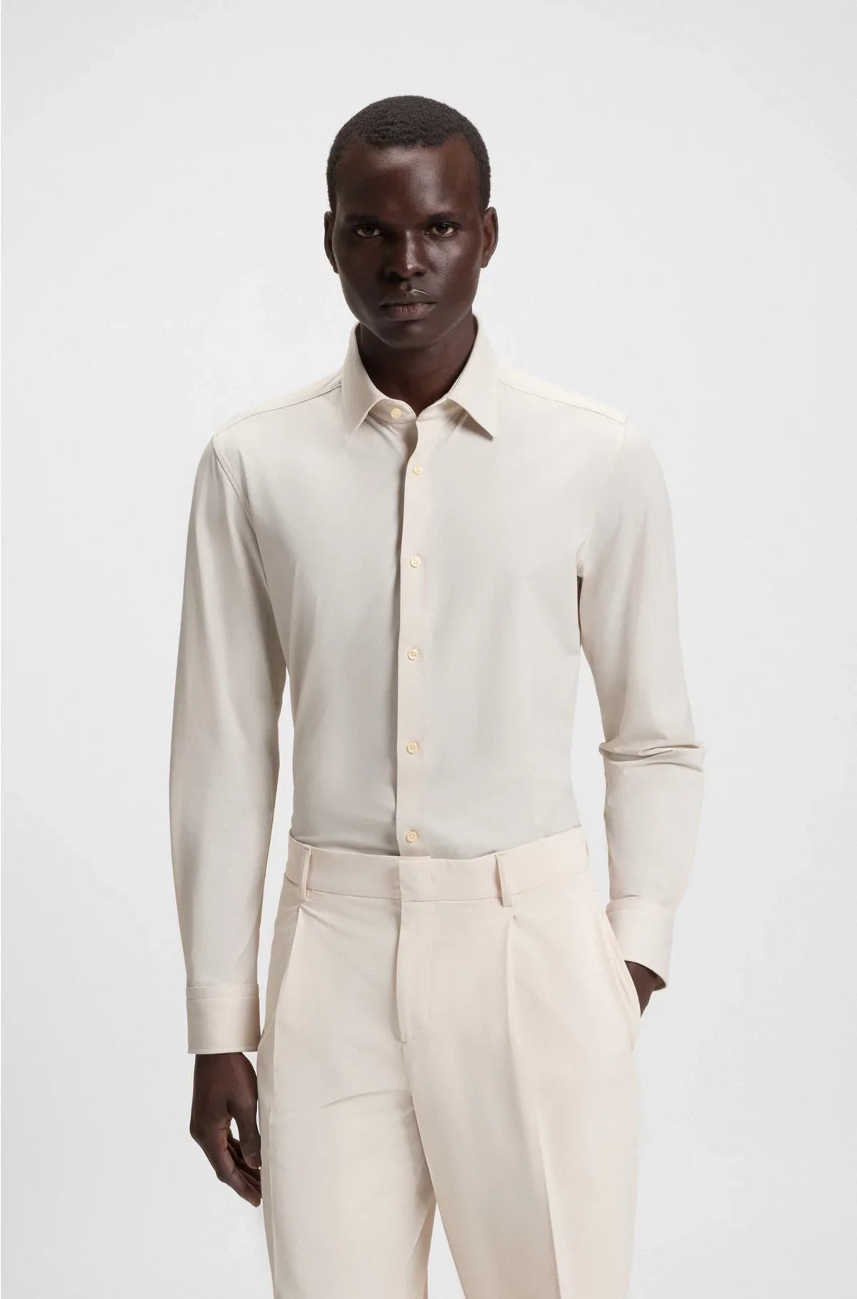 SLIM-FIT SHIRT IN PRINTED PERFORMANCE-STRETCH TWILL
