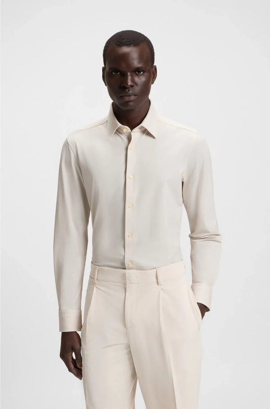 SLIM-FIT SHIRT IN PRINTED PERFORMANCE-STRETCH TWILL