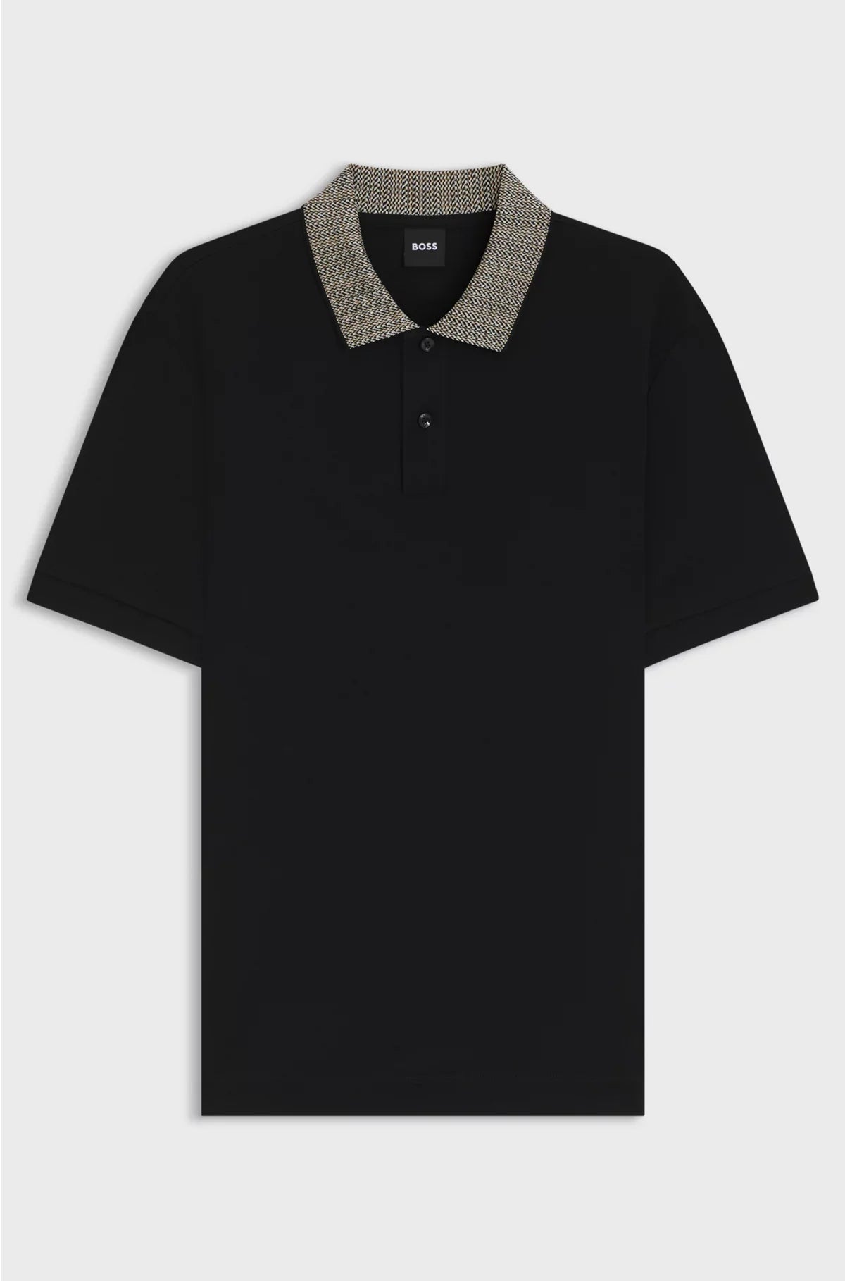 PIMA-COTTON POLO SHIRT WITH PATTERNED COLLAR