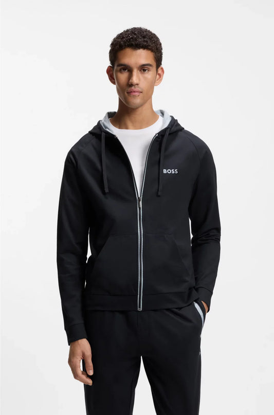 COTTON-TERRY HOODIE WITH CONTRAST ZIP