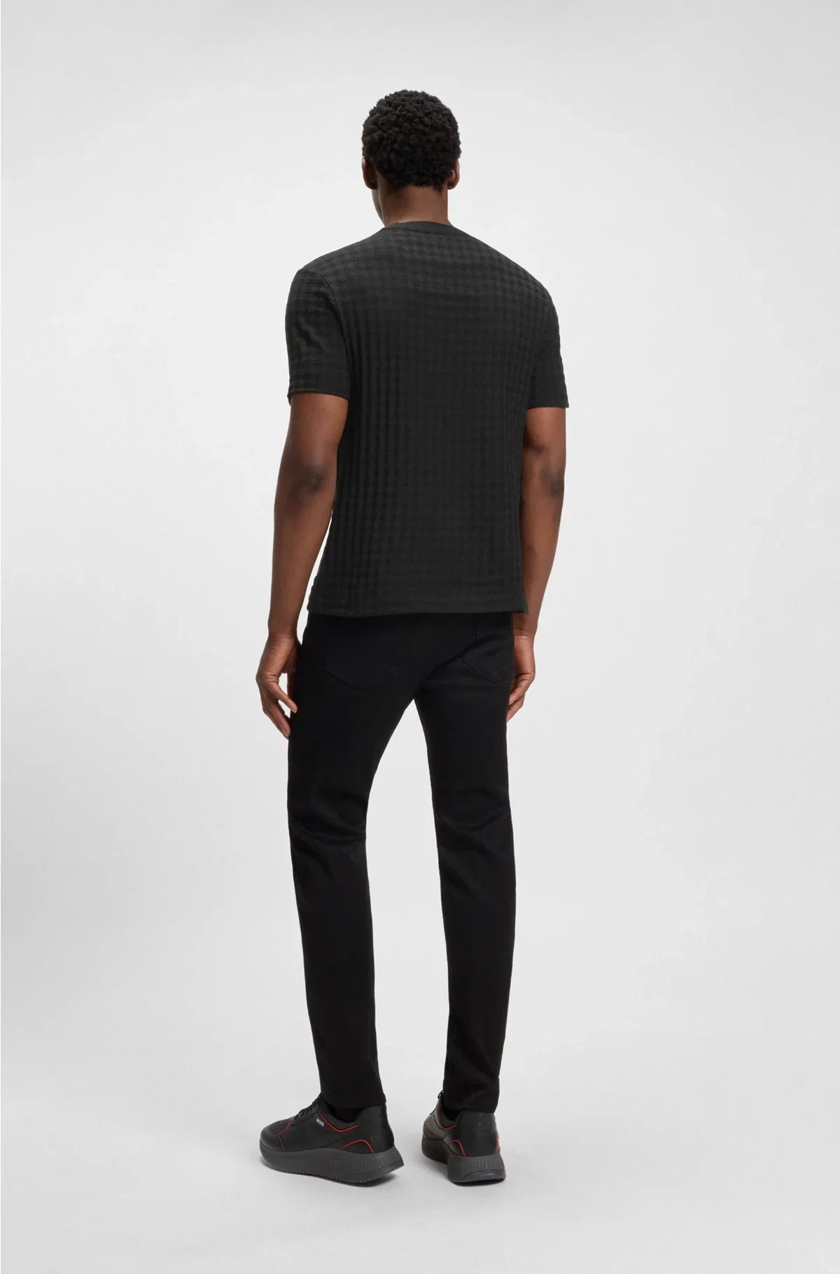 HOUNDSTOOTH-PATTERNED T-SHIRT IN MERCERISED COTTON