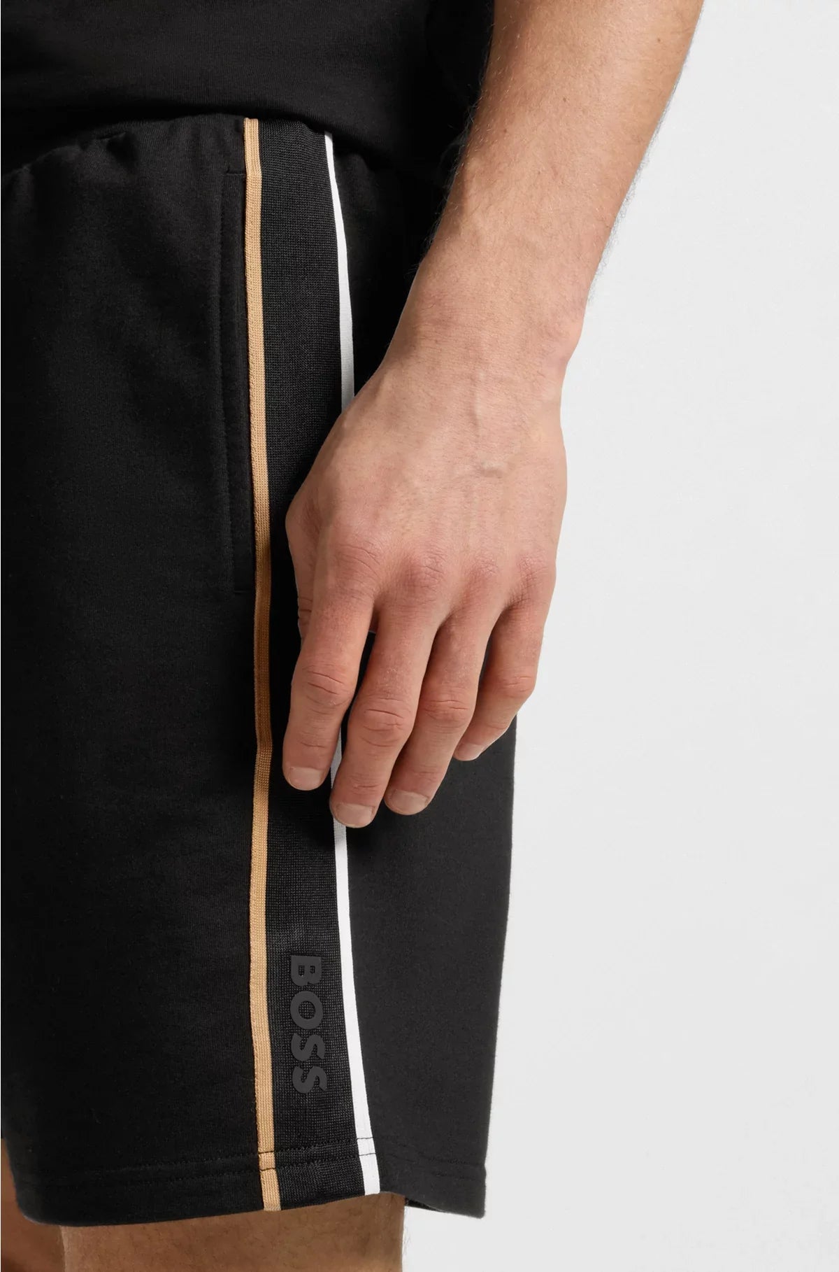 DRAWSTRING SHORTS IN COTTON TERRY WITH TAPE TRIMS
