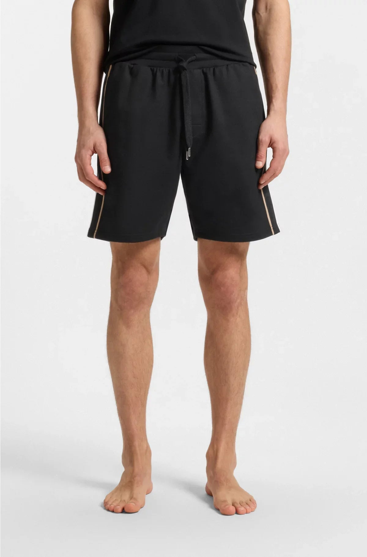 DRAWSTRING SHORTS IN COTTON TERRY WITH TAPE TRIMS
