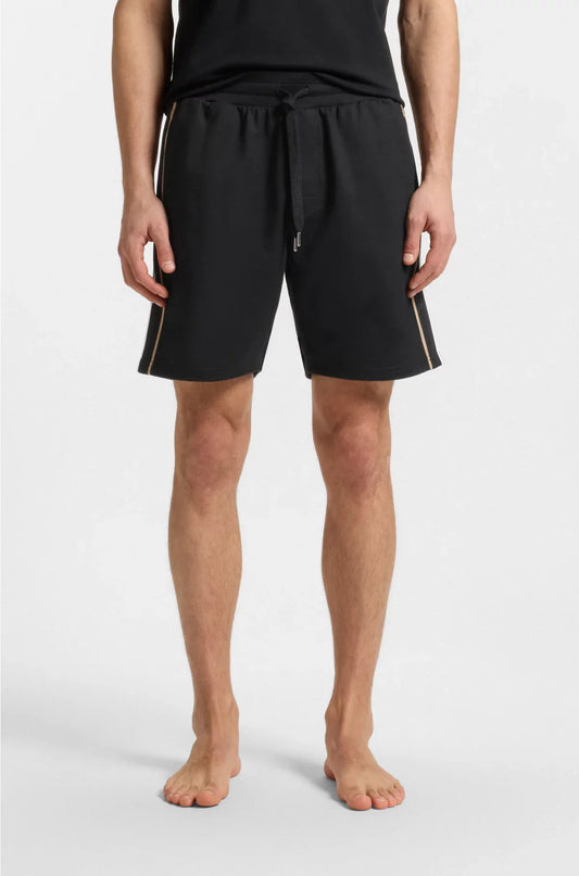 DRAWSTRING SHORTS IN COTTON TERRY WITH TAPE TRIMS