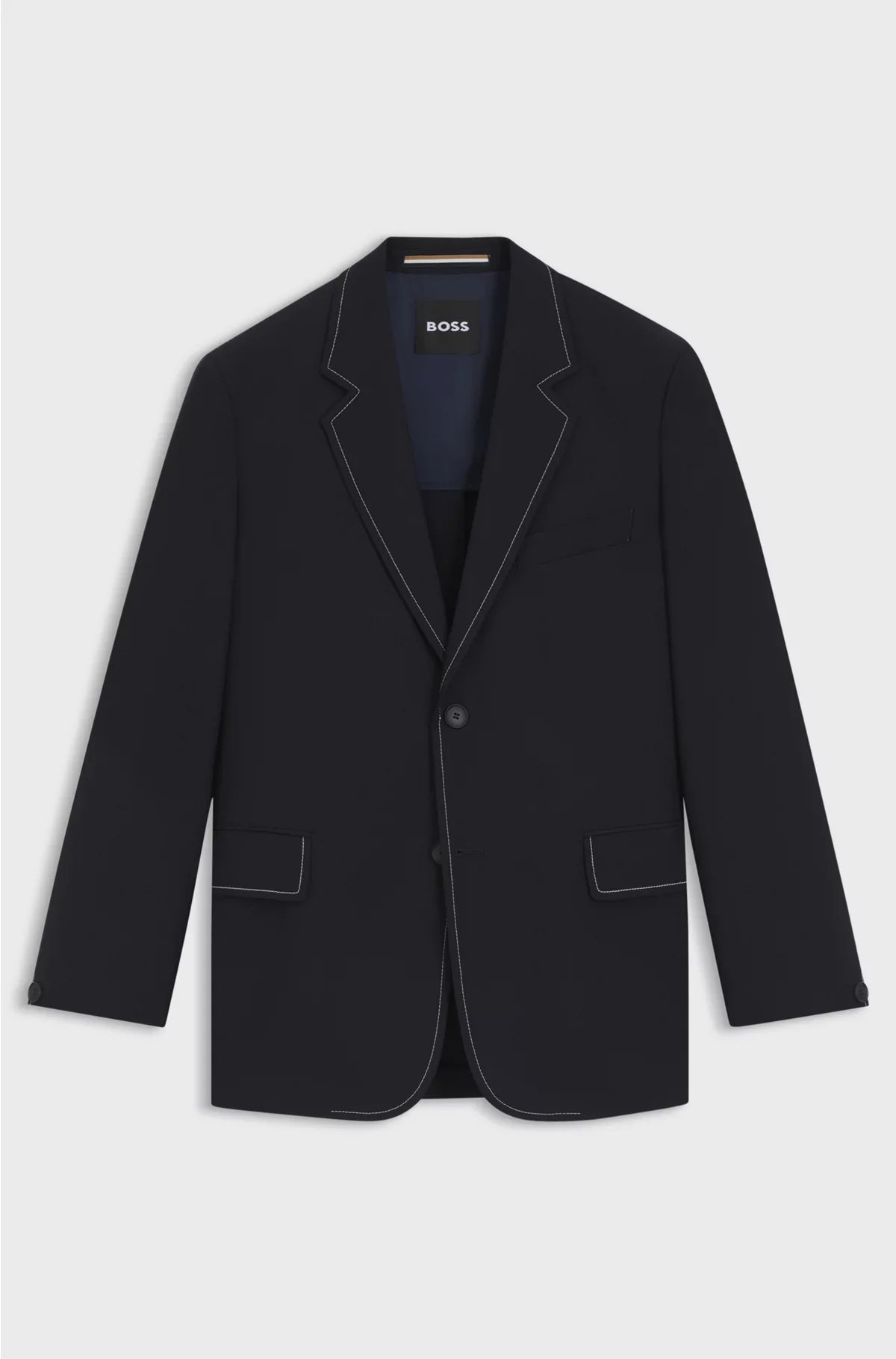 RELAXED-FIT JACKET IN VIRGIN WOOL WITH CONTRAST STITCHING