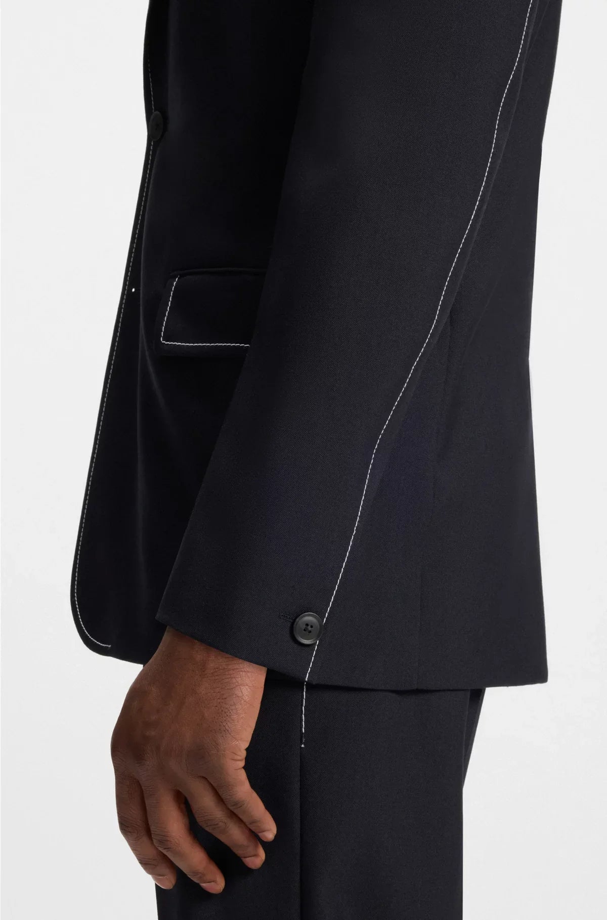 RELAXED-FIT JACKET IN VIRGIN WOOL WITH CONTRAST STITCHING