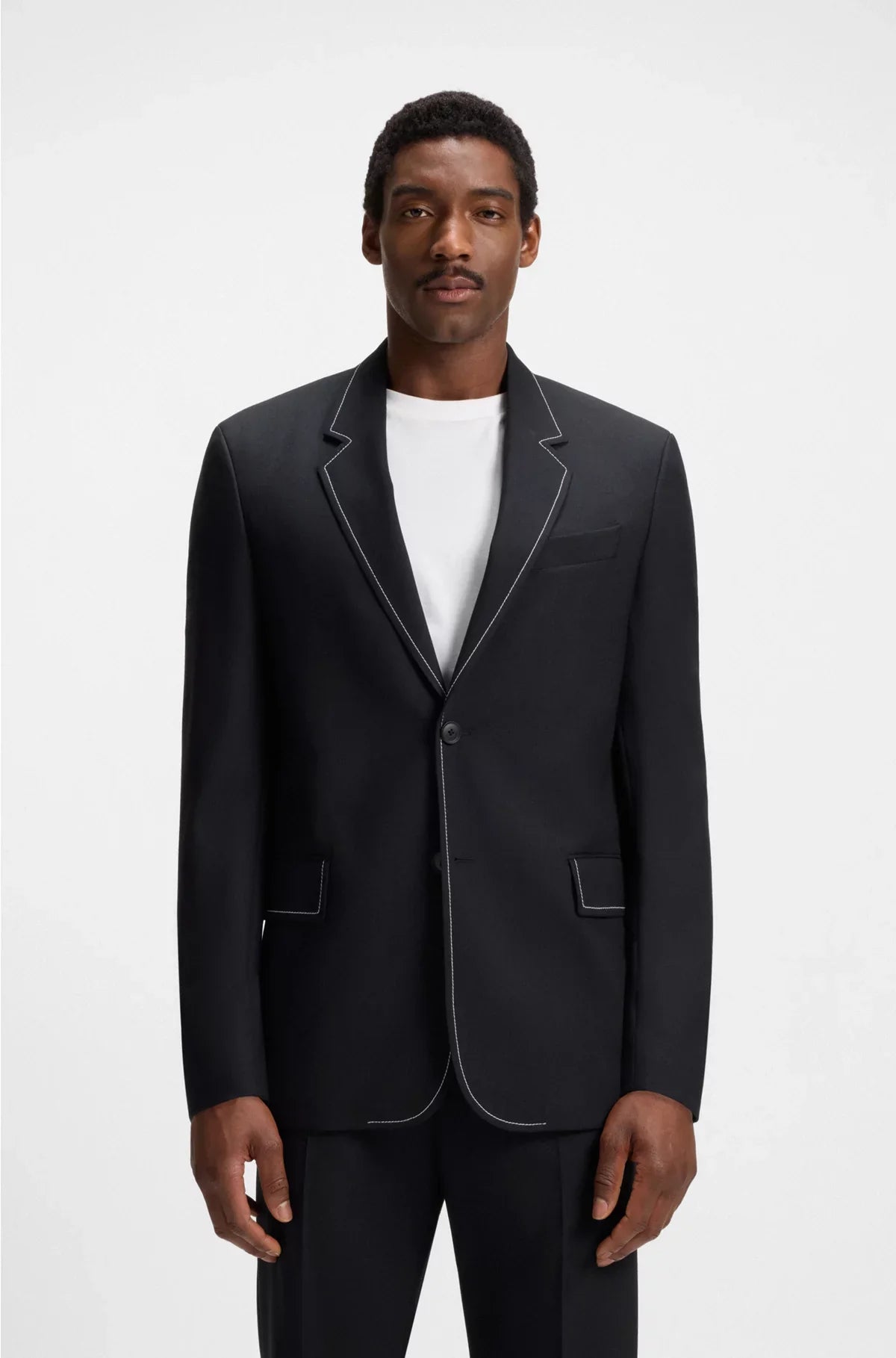 RELAXED-FIT JACKET IN VIRGIN WOOL WITH CONTRAST STITCHING