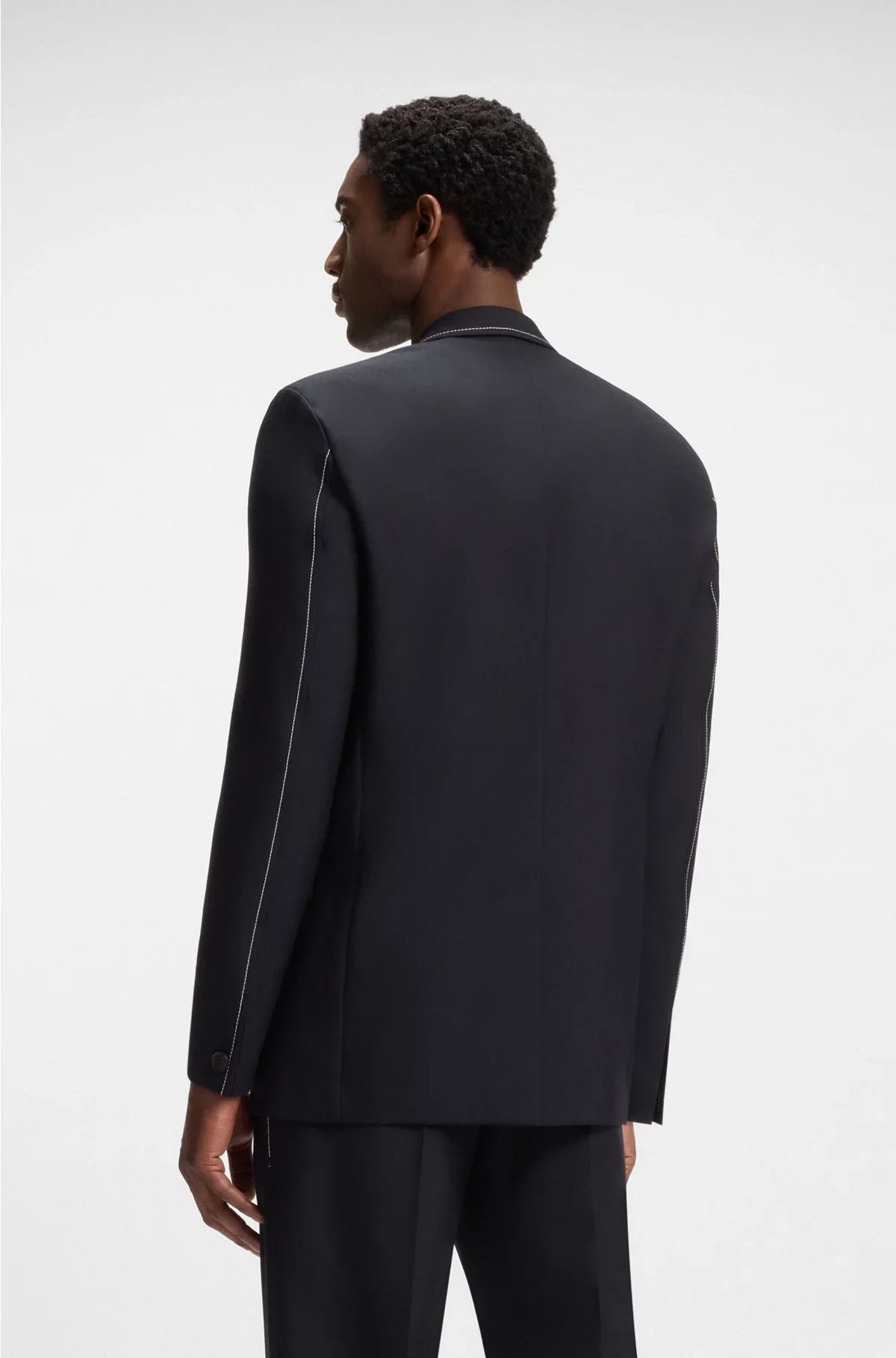 RELAXED-FIT JACKET IN VIRGIN WOOL WITH CONTRAST STITCHING