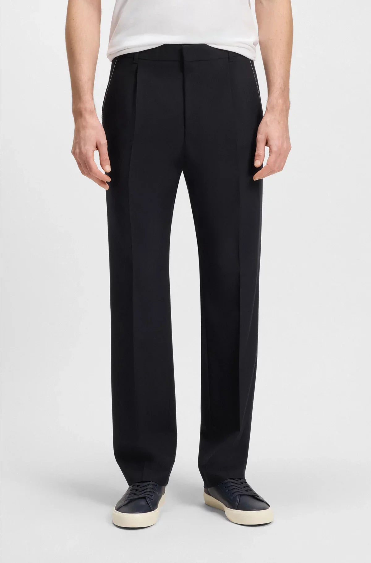 RELAXED-FIT TROUSERS IN MELANGE VIRGIN WOOL