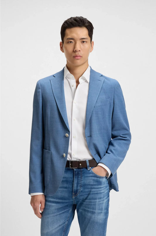 SLIM-FIT BLAZER INMICRO-PATTERNED COMFORT-STRETCH CLOTH