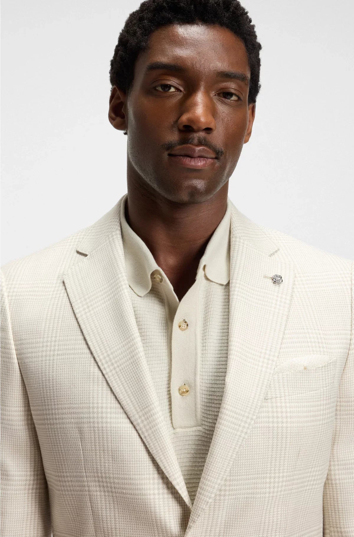 SLIM-FIT BLAZER IN CHECKED WOOL, SILK AND LINEN