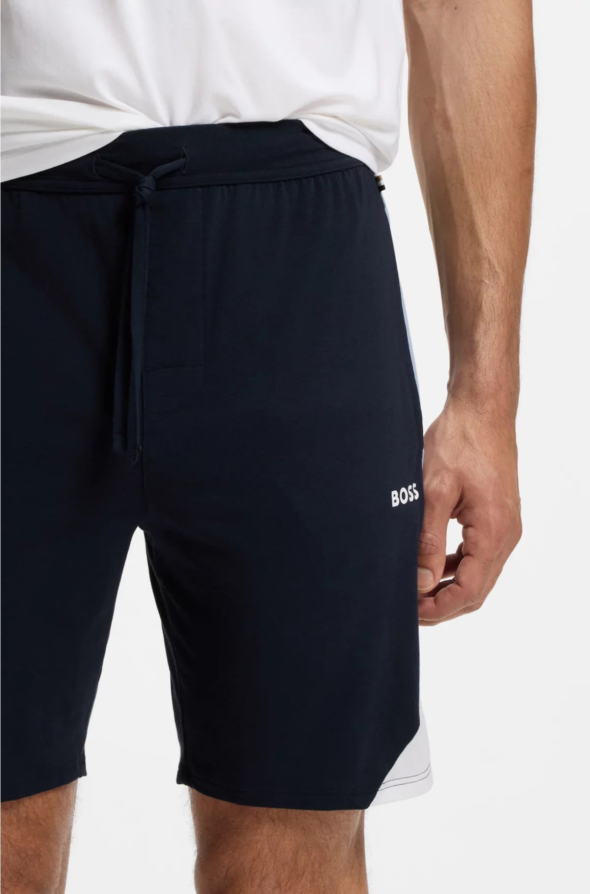 COTTON-BLEND PYJAMA SHORTS WITH CONTRAST PANELS