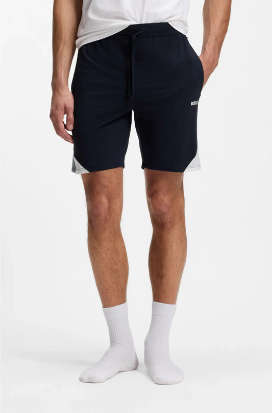 COTTON-BLEND PYJAMA SHORTS WITH CONTRAST PANELS
