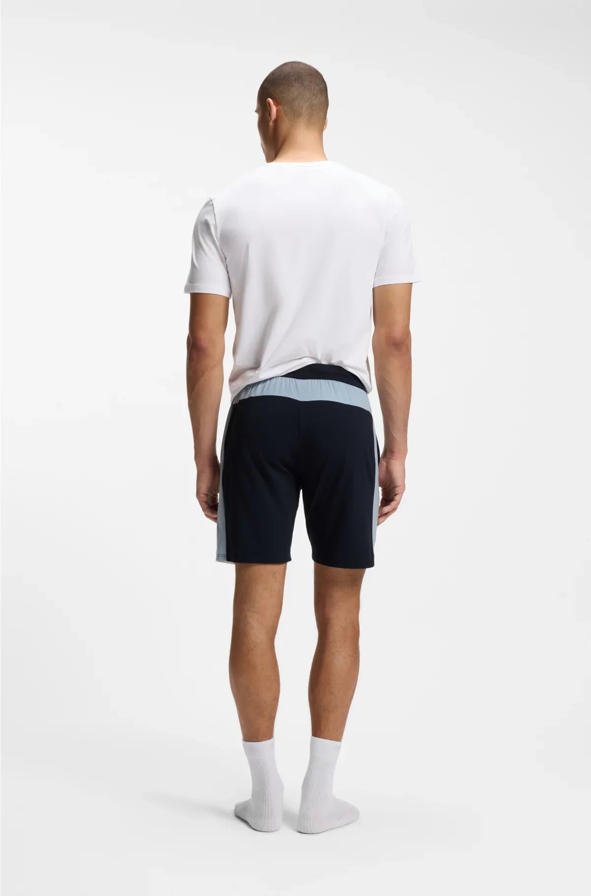 COTTON-BLEND PYJAMA SHORTS WITH CONTRAST PANELS