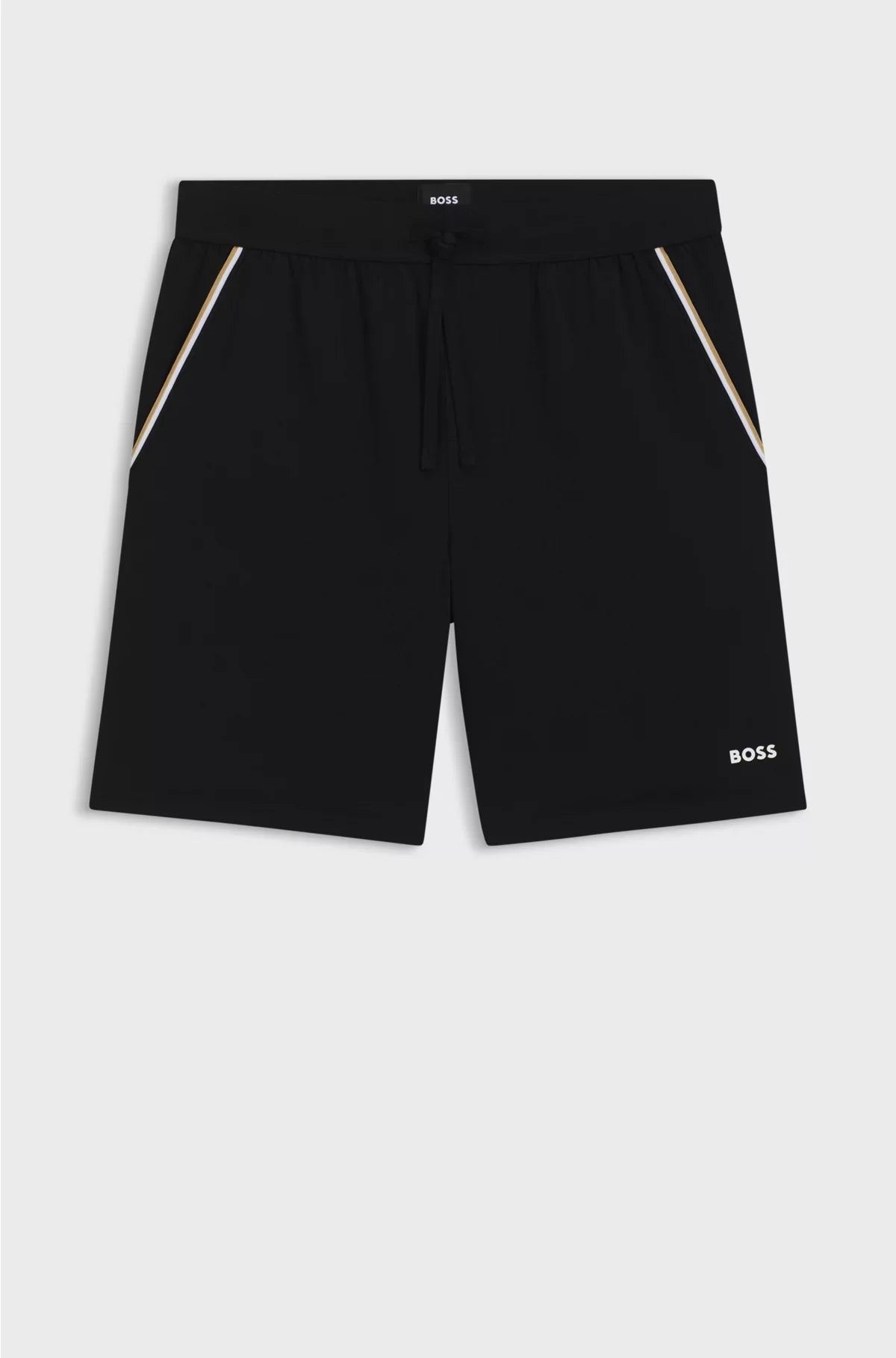STRETCH-COTTON PYJAMA SHORTS WITH SIGNATURE-STRIPE TAPE