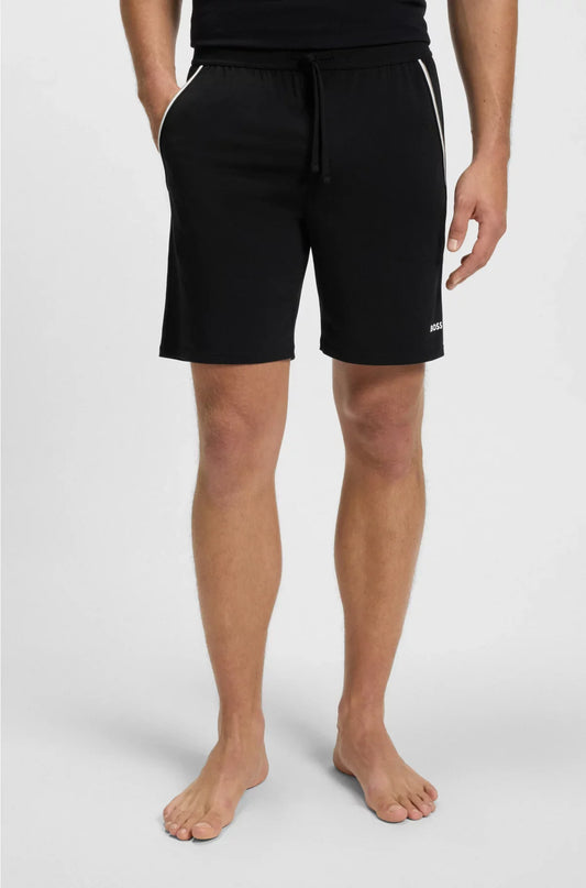 STRETCH-COTTON PYJAMA SHORTS WITH SIGNATURE-STRIPE TAPE