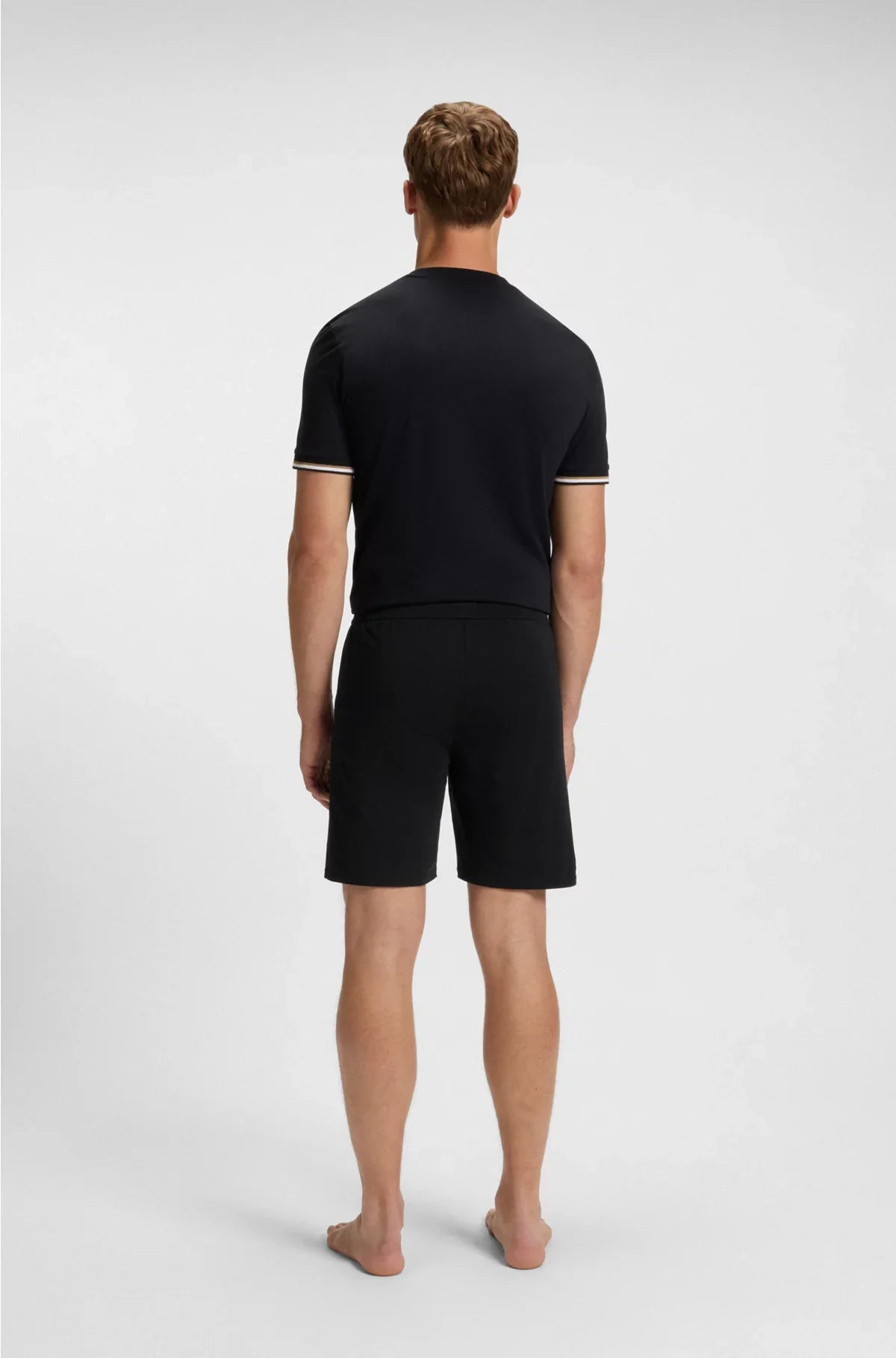 STRETCH-COTTON PYJAMA SHORTS WITH SIGNATURE-STRIPE TAPE