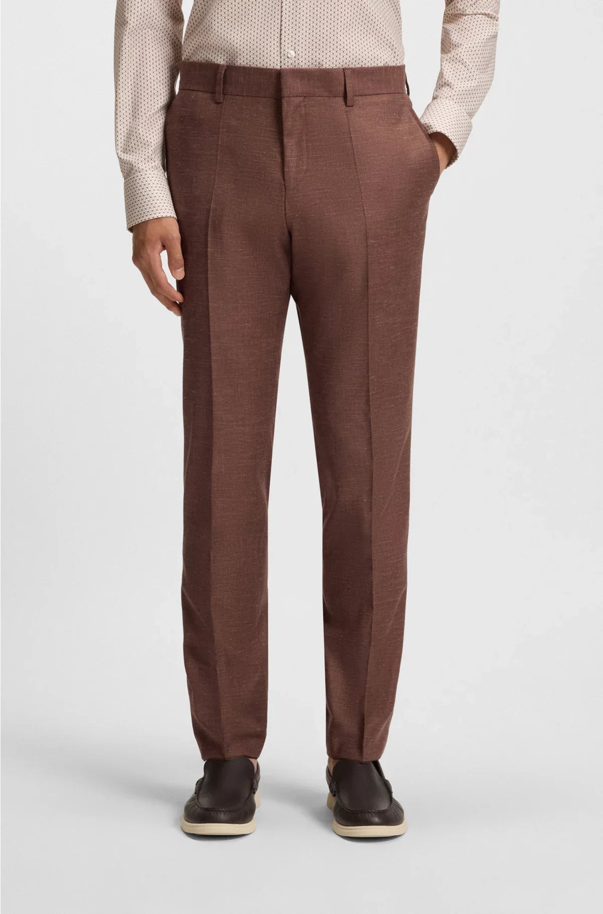 SLIM-FIT TROUSERS IN PATTERNED STRETCH FABRIC