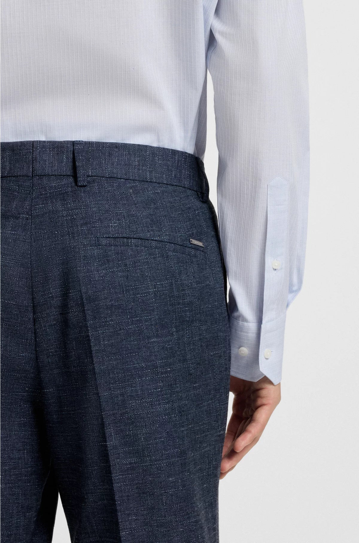 SLIM-FIT TROUSERS IN PATTERNED STRETCH FABRIC