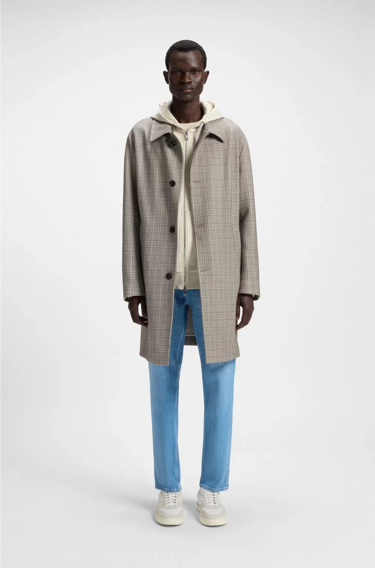 CLASSIC-FIT COAT WITH CHECK PATTERN