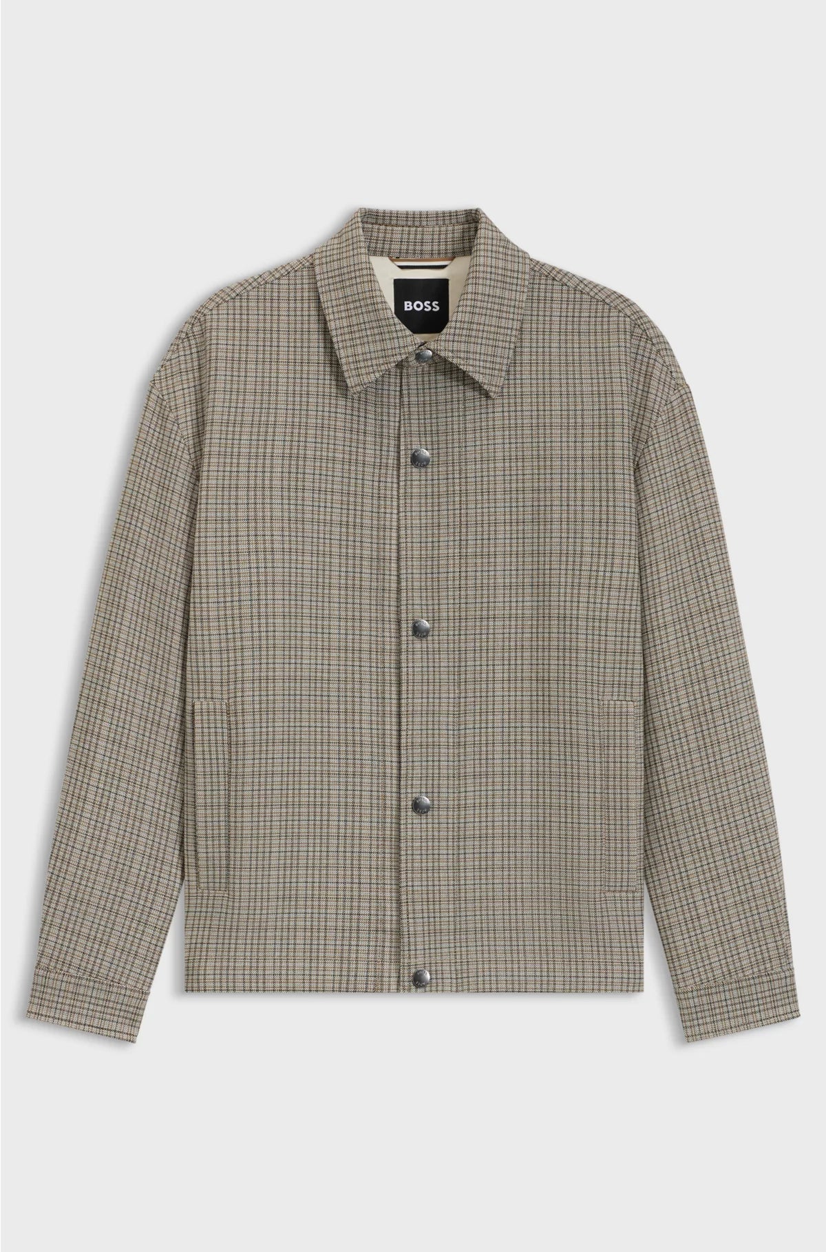 RELAXED-FIT OVERSHIRT IN CHECKED STRETCH FABRIC