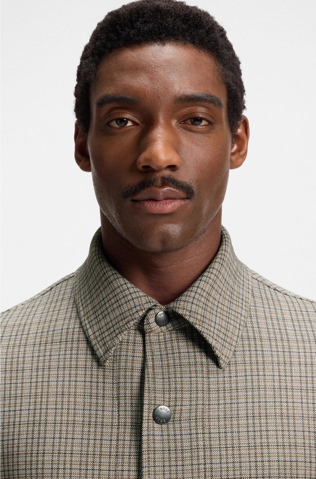 RELAXED-FIT OVERSHIRT IN CHECKED STRETCH FABRIC