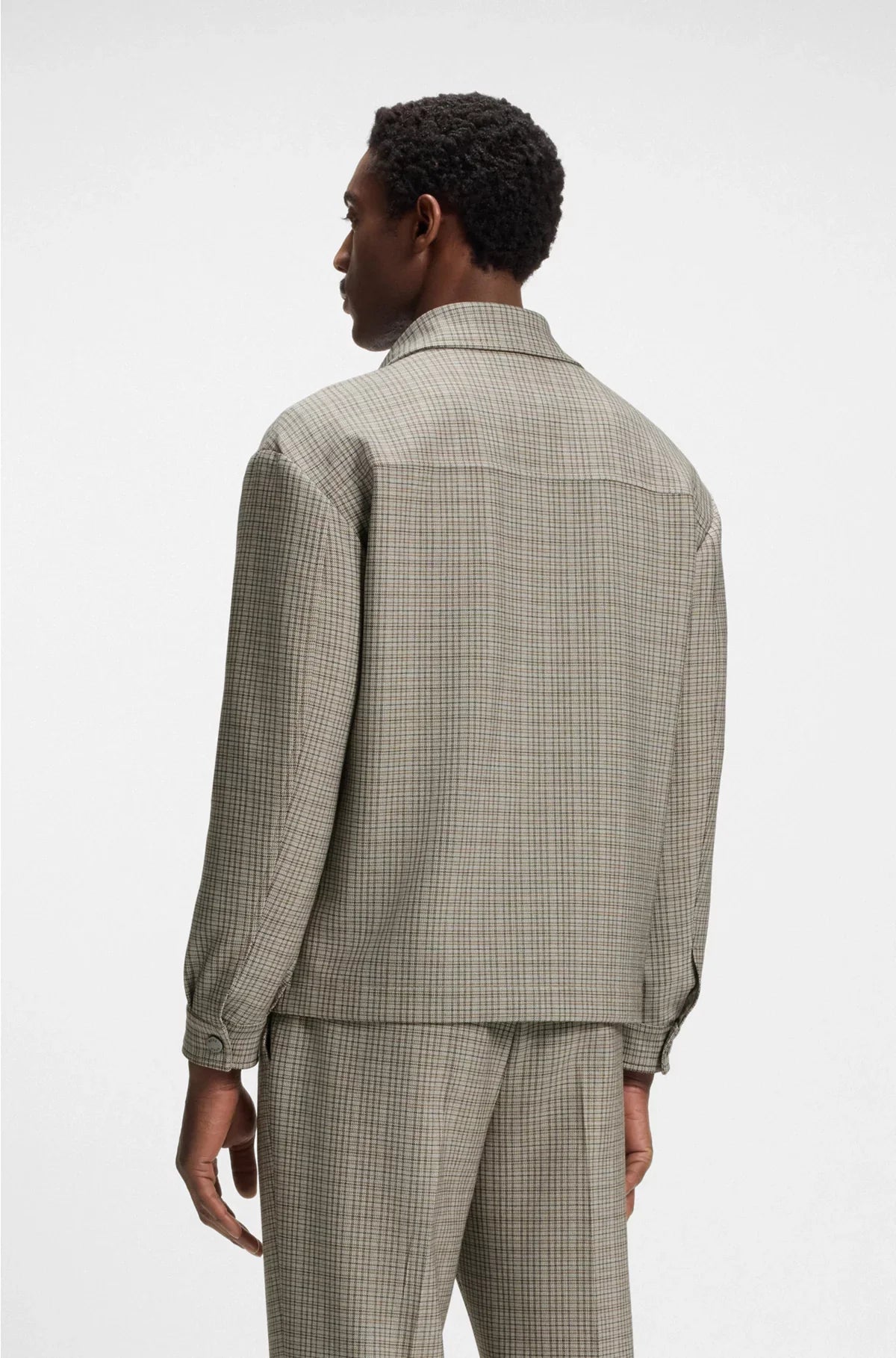 RELAXED-FIT OVERSHIRT IN CHECKED STRETCH FABRIC