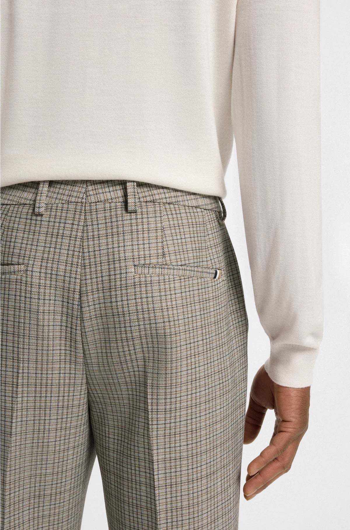 RELAXED-FIT TROUSERS IN CHECKED STRETCH FABRIC