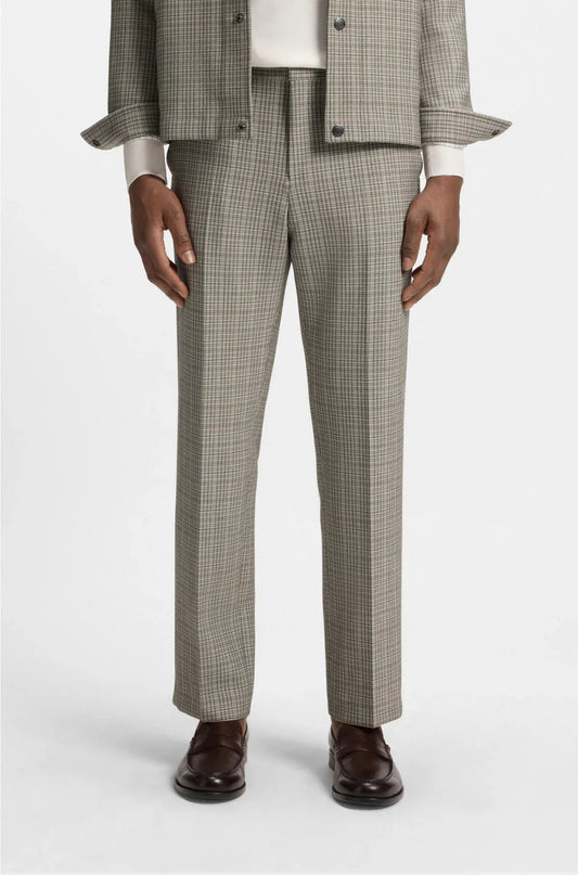 RELAXED-FIT TROUSERS IN CHECKED STRETCH FABRIC
