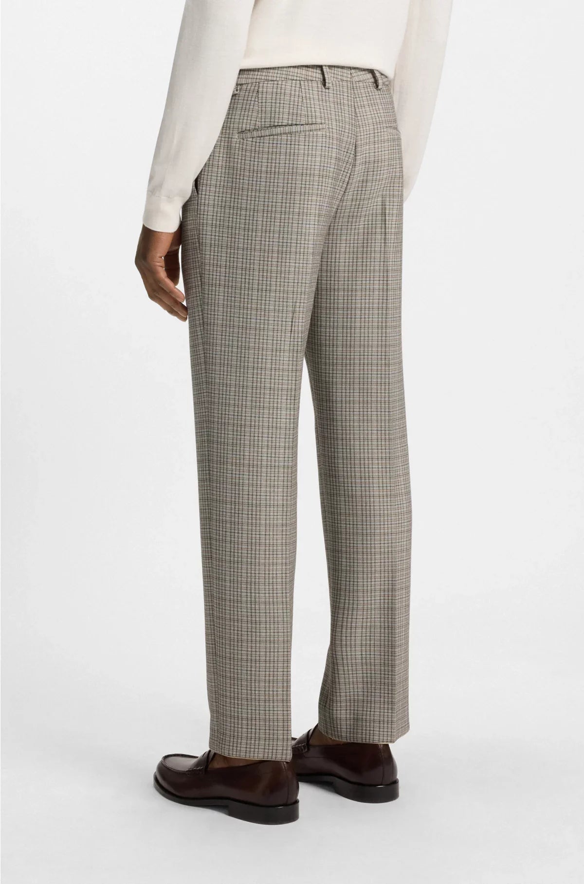 RELAXED-FIT TROUSERS IN CHECKED STRETCH FABRIC